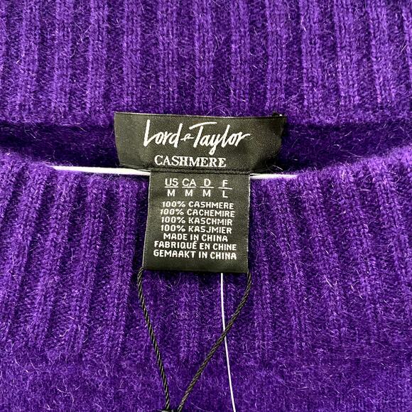 NWT Lord & Taylor Purple 100% Cashmere Pullover Sweater Size M - Picture 9 of 11